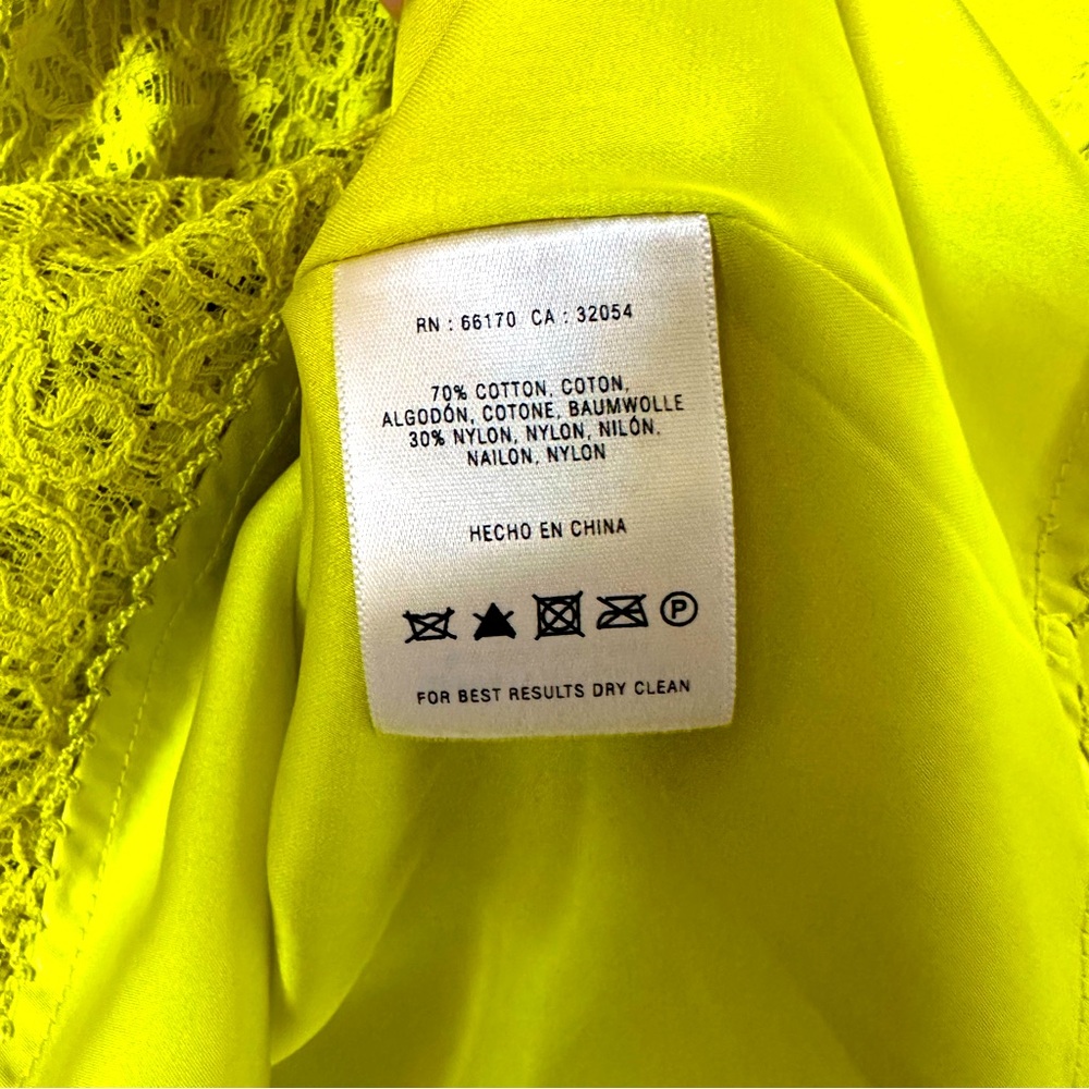ANTHROPOLOGIE Tart Citron Skirt Neon Yellow Floral Lace A-Line Petite NEW - Picture 5 of 6